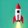Launch and Support Icon - Rocket and ongoing cycle