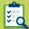 QA Testing Icon - Checklist and magnifying glass